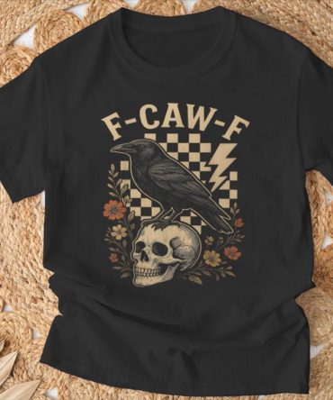 Halloween F Caw F Black Raven Bird F-Caw-F Crow Checkered T-Shirt