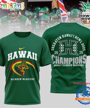 Hawaii Rainbow Warriors Ncaa 2025 Hawaii Bowl Champions 3D Shirt