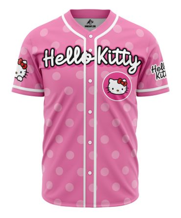 Pink Hello Kitty Polka Dot Baseball Jersey - Cute & Stylish Fan Apparel