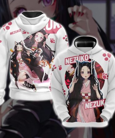Demon Slayer Shirt Neko Nezuko Chan Cute White Hoodie Demon Slayer Hoodie