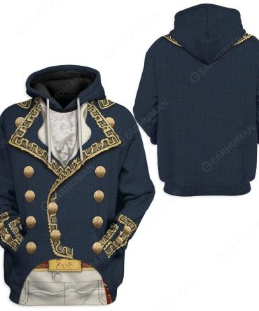 Historical T-Shirt Marquis De La Fayette Costume 3D Blue T-Shirt Historical Hoodie Adult Colorful