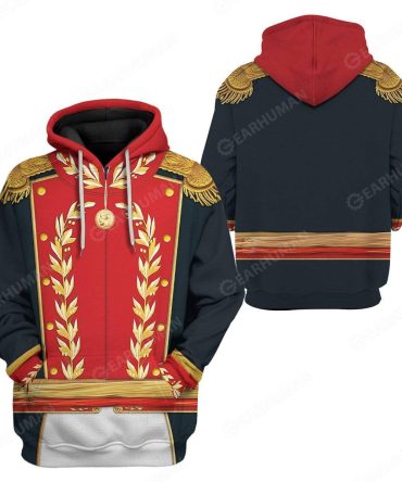 Historical Hoodie Simón Bolívar Uniform Costume 3D Red Hoodie Historical T-Shirt Simón Bolívar Shirt Adult Colorful