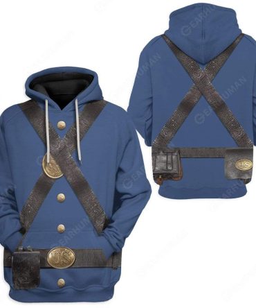 Historical T-Shirt Uniform Infantry Of The Union Army Costume 3D Blue T-Shirt Historical Hoodie Adult