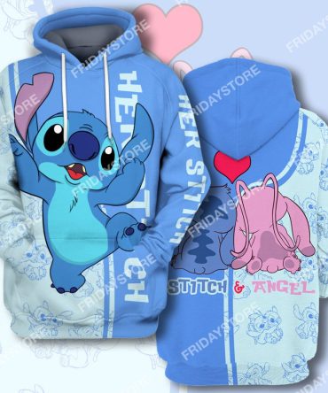 Las T-Shirt Her Stitch Adorable Couple T-Shirt Cute Disney Stitch Hoodie