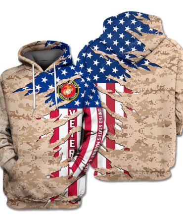 Us Marine Corps Veteran Hoodie American Flag Camoflage Marine Corps Logo Hoodie