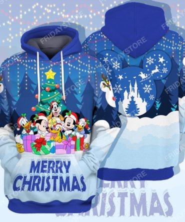 Disney T-Shirt Mouse And Friends Together Under Christmas Tree T-Shirt Disney Mk Mouse Hoodie
