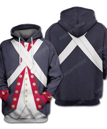 Historical T-Shirt Historical Continental Army Suit 3D Costume Hoodie Historical Hoodie