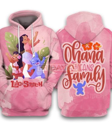 Lilo & Stitch T-Shirt Ohana Means Family Pink T-Shirt Hoodie