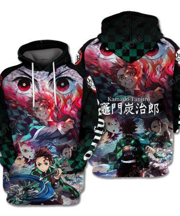 Demon Slayer T Shirt Kamado Tanjiro 3D Black Green Hoodie Demon Slayer Hoodie