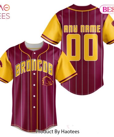 Customizable Broncos Baseball Jersey - Personalized Name & Number - Maroon/Gold - Perfect Gift!