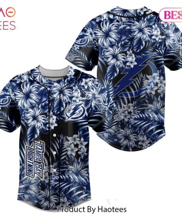 Tampa Bay Lightning Hawaiian Floral Baseball Jersey - Stylish Fan Gear By Haotees