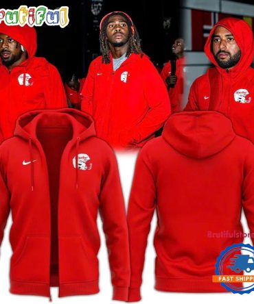 Houston Cougars 2025 Football Red Uniform Limited Zipper Hoodie Shirt