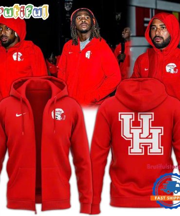 Houston Cougars 2025 Football Red Uniform Zip Hoodie