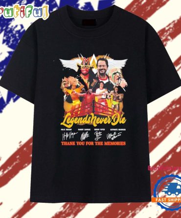 Hulk Hogan Randy Savage Roddy Piper Ultimate Warrior Legends Never Die Signatures T Shirt