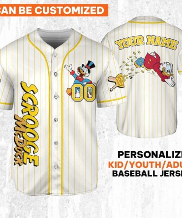 Customizable Scrooge Mcduck Baseball Jersey - Personalize For Kids, Youth & Adults
