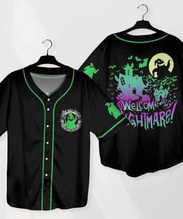 Spooky Baseball Jersey - 'Welcome To My Nightmare' , Halloween Graphic Tee