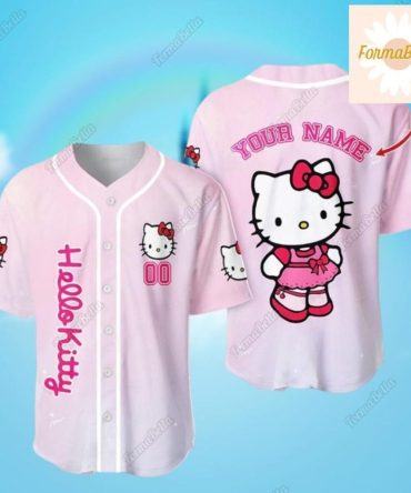 Custom Hello Kitty Baseball Jersey - Pink Personalizable Shirt For Fans