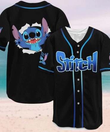 Stitch Baseball Jersey - Fun & Stylish Black Shirt For Fans , Perfect Gift!