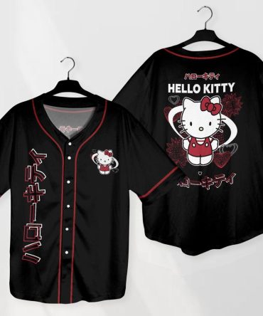 Hello Kitty Black Baseball Jersey Shirt - Cute & Stylish Unisex Design