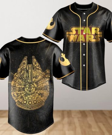 Star Wars Millennium Falcon Baseball Jersey - Galactic Black & Gold Design