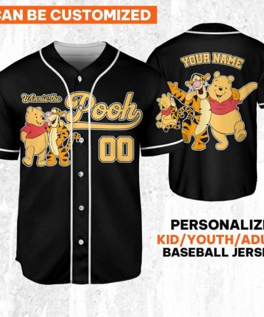 Customizable Winnie The Pooh Baseball Jersey For Kids/Youth/Adults - Personalize Yours!