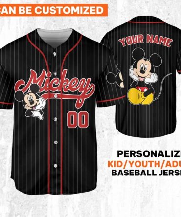 Custom Mickey Mouse Baseball Jersey - Personalize For Kids, Youth, Adults - Unique Gift!