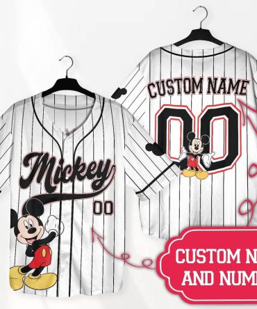 Custom Mickey Mouse Baseball Jersey – Personalized Name & Number Gift