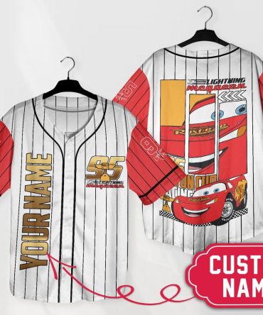 Personalized Lightning Mcqueen Baseball Jersey – Custom Name Kids Shirt