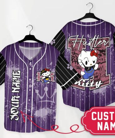 Custom Name Baseball Jersey - Cute Purple Cartoon Design, Perfect Gift!
