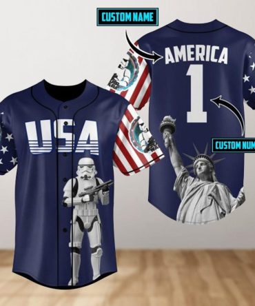Custom Usa Baseball Jersey – Personalized Name & Number Stormtrooper Design