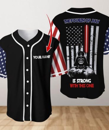 Custom Name July 4Th Baseball Jersey - Patriotic Star Wars Design, Perfect Gift!
