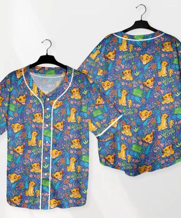 Unisex Lion King Simba Print Button-Up Shirt – Vibrant Disney Style For Adults