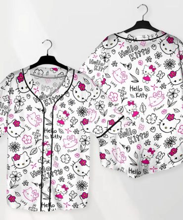 Hello Kitty Floral Baseball Jersey Shirt – Cute & Comfy Design For Fans