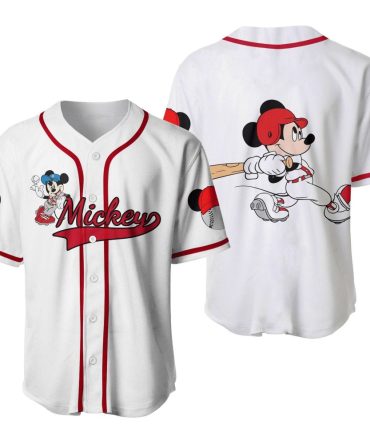 Mickey Mouse Baseball Jersey - Classic White & Red Sporty Style For Fans