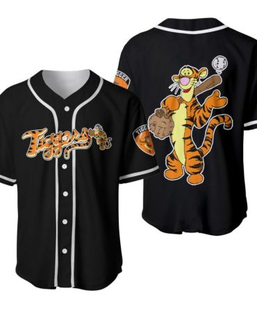 Vintage Tigger Baseball Jersey - Fun Cartoon Design, Perfect Gift For Fans