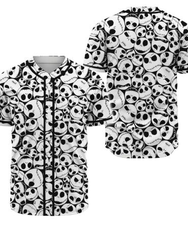 Unisex Gothic Skull Pattern Baseball Jersey – Unique Halloween Style Shirt