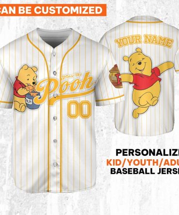 Custom Winnie The Pooh Baseball Jersey - Personalize For Kids/Youth/Adults