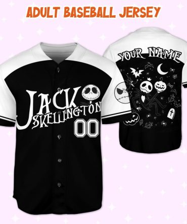 Custom Jack Skellington Baseball Jersey - Personalized Halloween Sports Shirt