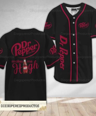 Dr Pepper Baseball Jersey - Premium Black & Red Fan Apparel For Ultimate Style