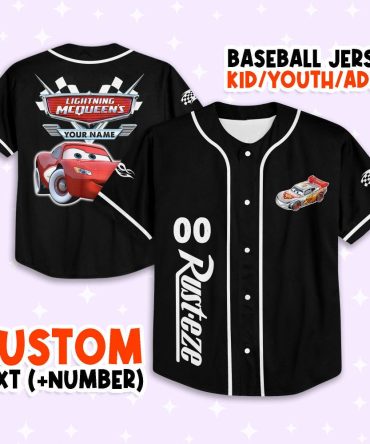 Custom Lightning Mcqueen Baseball Jersey - Kids/Youth/Adult - Personalize Name & Number!