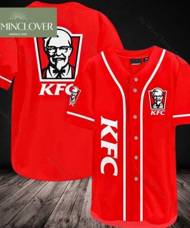 Kfc Logo Red Baseball Jersey - Bold Style For Fast Food Fans