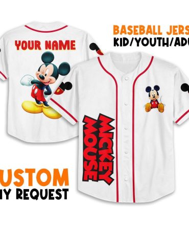 Custom Mickey Mouse Baseball Jersey - Personalized For Kids, Youth & Adults
