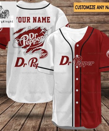 Custom Dr Pepper Baseball Jersey - Personalize Your Name - Unique Gift Idea