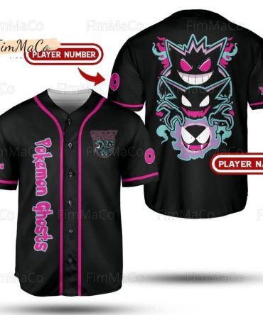 Custom Ghost Pokémon Baseball Jersey - Personalized Name & Number, Stylish Fan Apparel