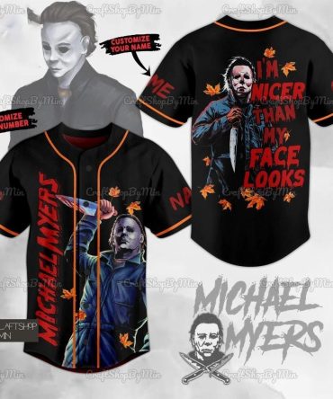 Customizable Halloween Baseball Jersey - Horror Character Design, Perfect Gift!