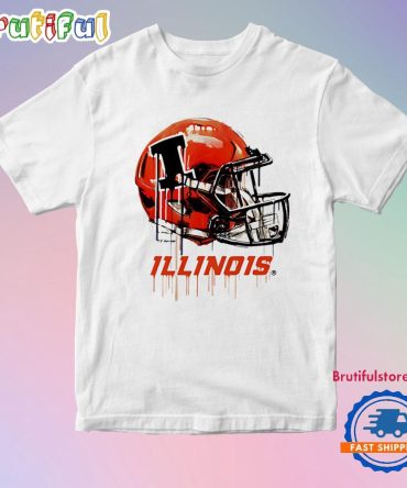 Illinois Fighting Illini Dripping Football Helmet T Shirt