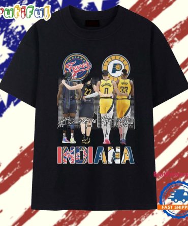 Indiana Fever 2025 Basketball Team Player Signature New T Shirt