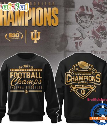 Indiana Hoosiers 2025 Big Ten Football Conference Champions Black Sweatshirt