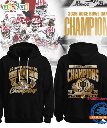 Indiana Hoosiers 2026 Rose Bowl Champions Game Limited Edition Gold Black Hoodie Shirt