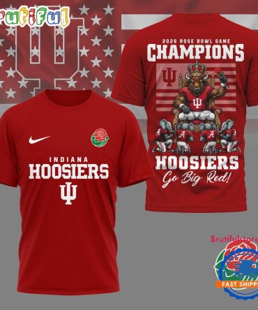 Indiana Hoosiers Ncaa 2026 Rose Bowl Game Champions Mascot 3D Shirt